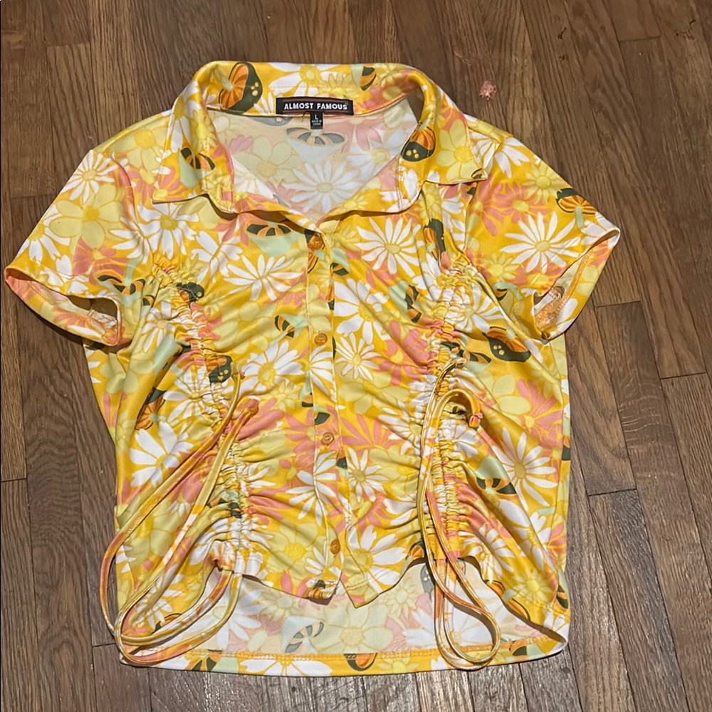 Almost Famous Bright Yellow Floral Top